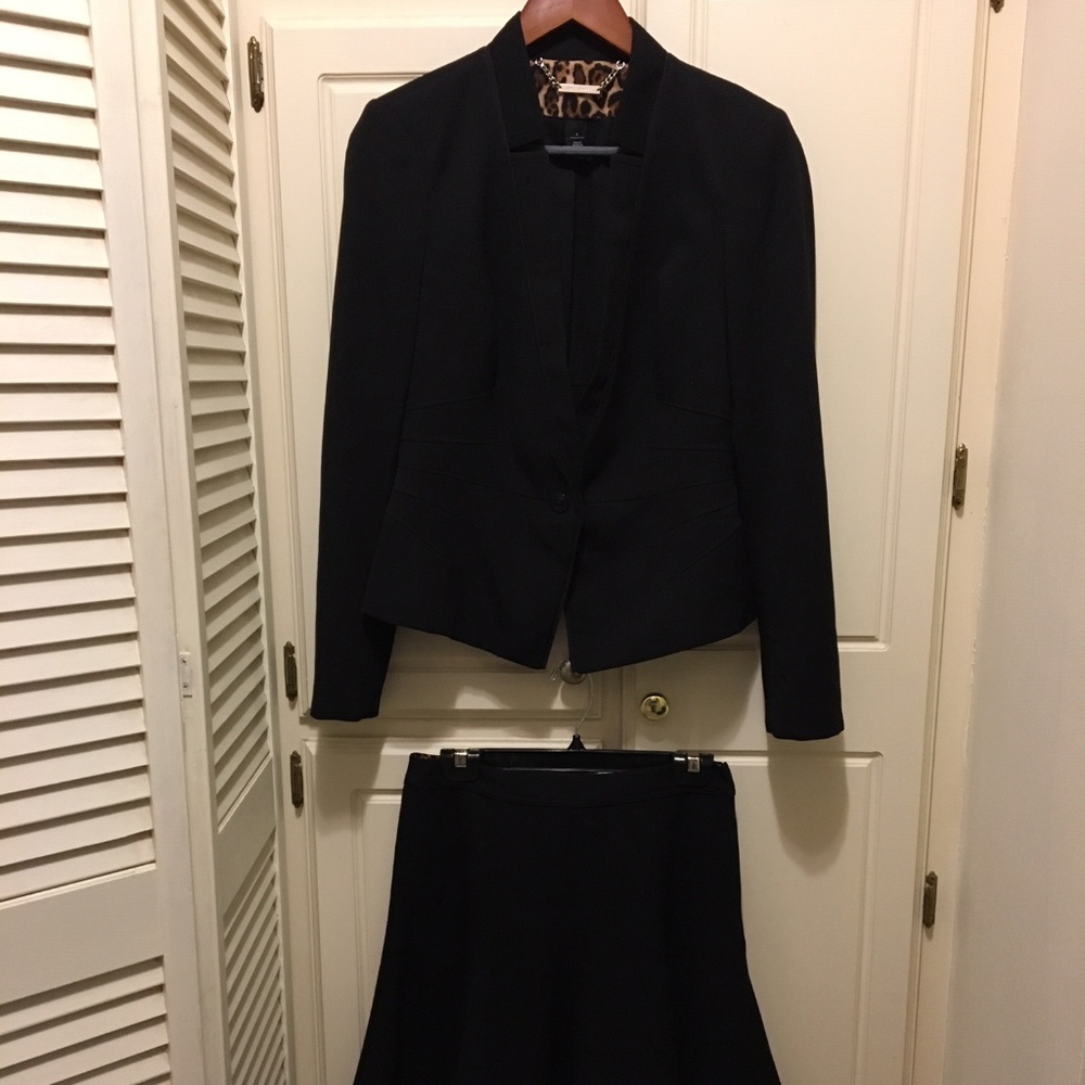 WHBM Leopard-lining Skirt Suit - Black